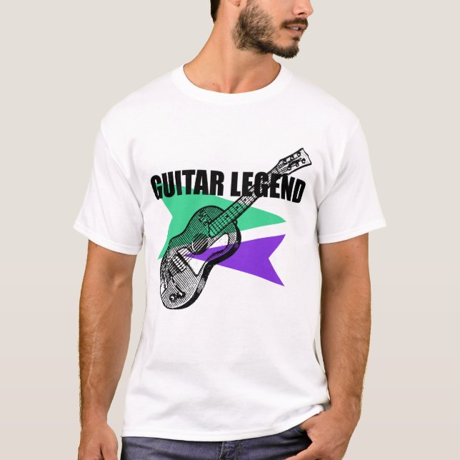 Camiseta Tee da Ilustração da Legenda do Violão Retro Vinta (Frente)