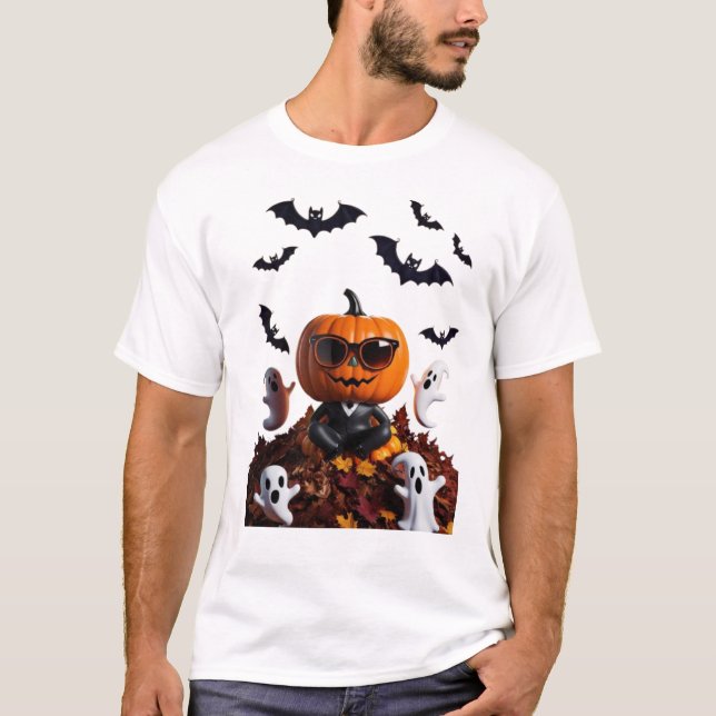 Camiseta Tee das Bruxas - Design de Abóbora Real (Frente)