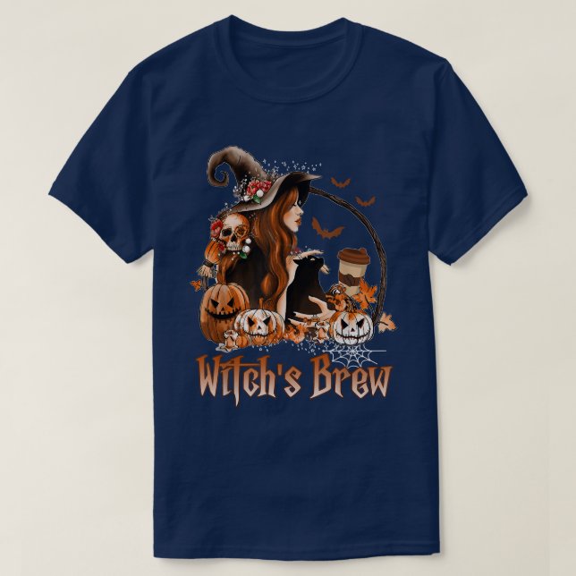 Camiseta Tee de Café de Bruxa de Maçã-de-bruxas (Frente do Design)