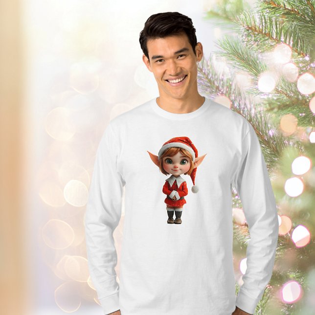 Camiseta Tee de Elf de Natal Perky Girl (Criador carregado)