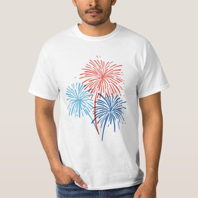Camiseta Tee de fogos de artifício pintado à mão em 4 de ju (Frente)
