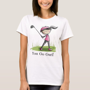 Camiseta Tee de Golfe Personalizado das Mulheres - Cartoon