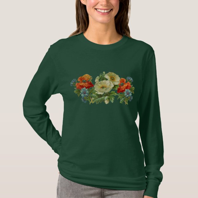 Camiseta Tee de Jardinagem de Flores de Papoila (Frente)