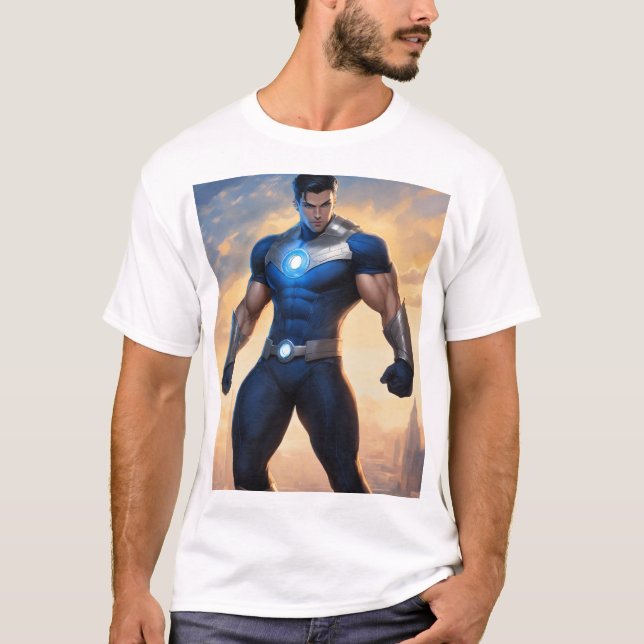Camiseta Tee de Super-Herói da Gravidade e do Magnetismo (Frente)