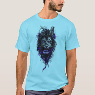 Camiseta Tee do Gráfico do Leão Azul-Fierce - Edição Azul-C