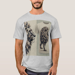 Camiseta Tee do Leão Geométrico Majestoso