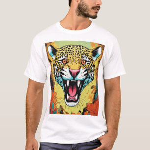 Camiseta Tee do Logotipo de Arte Leopardo Selvagem.