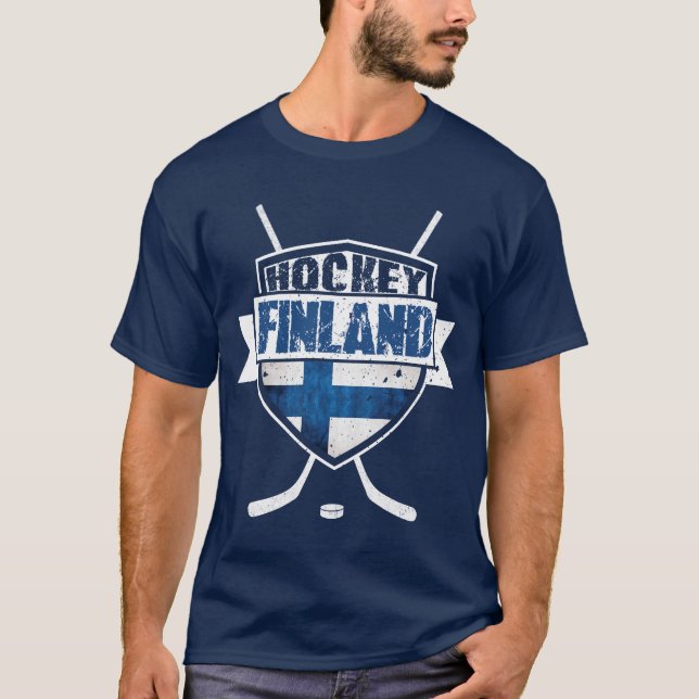 Camiseta Tee do logotipo finlandês de hóquei, Suomi (Frente)