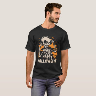 Camiseta Tee Feliz de Halloween do DJ Skeleton