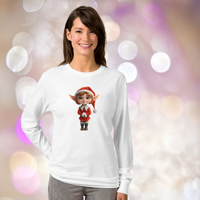 Camiseta Tee feminino de Elf de Natal Perky (Criador carregado)