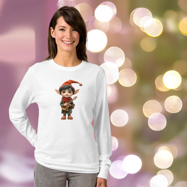 Camiseta Tee feminino do Elf de Natal de Menino Musical (Criador carregado)