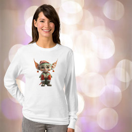 Camiseta Tee feminino do Elfo do Natal Goblin