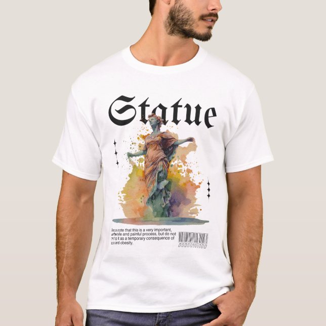 Camiseta Tee Gráfico de Estátua Artística (Frente)