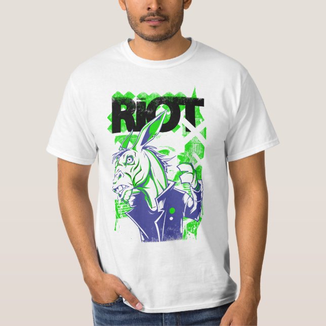 Camiseta Tee Gráfico de Riot de Donkey Rebelde (Frente)