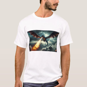 Camiseta Tee Gráfico do Dragão Respirador de Fogo