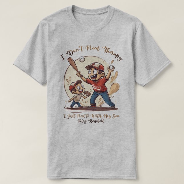 Camiseta Tee Gráfico Engraçado do Pai de Baseball - Sem Nec (Frente do Design)