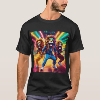 Camiseta "Tee Masculina de Animação do Leão Majestoso"