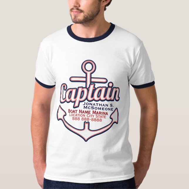 Camiseta Tee Náutica Capitão Anchor Totalmente Personalizad (Frente)