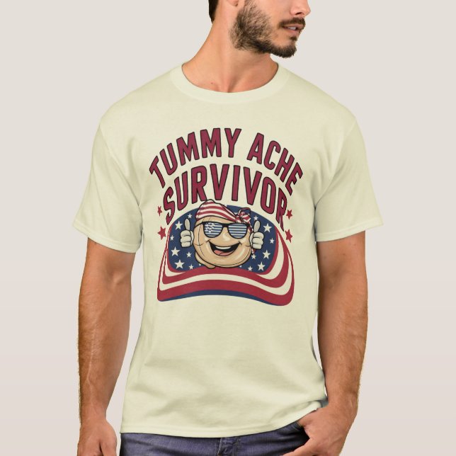 Camiseta Tee Pai Patriótico Engraçado - Sobrevivente Tummy  (Frente)