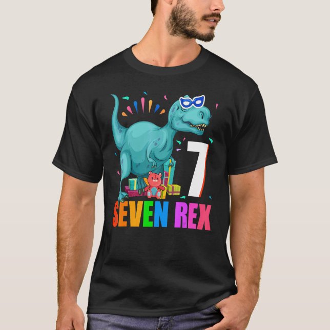 Camiseta Tee Seven Dinossaur 7 Anos Meninos Sete Rex 7 B (Frente)