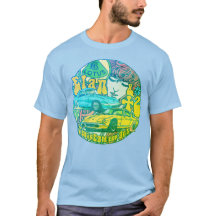 Tee-shirt "Elan &+2" pop, vintage - bleu