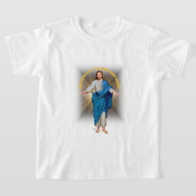 Camiseta Teen Jesus Deixou seu garoto brilhante católico (Postura )