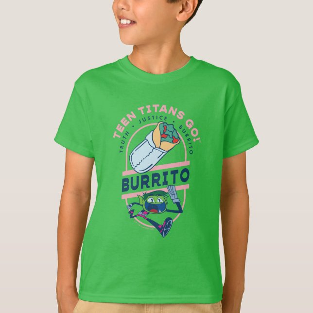 Camiseta Teen Titans Go! Beast Boy "Truth Justice Burrito" (Frente)