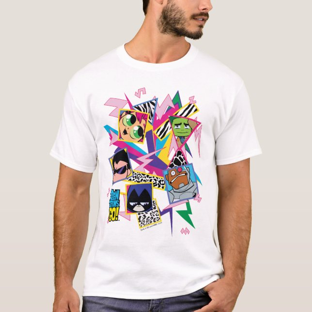 Camiseta Teen Titans Go! | Colagem em grupo dos anos 90 (Frente)