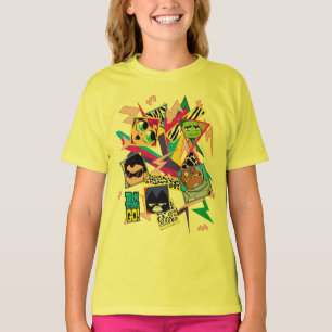 Camiseta Teen Titans Go! Colagem em grupo dos anos 90