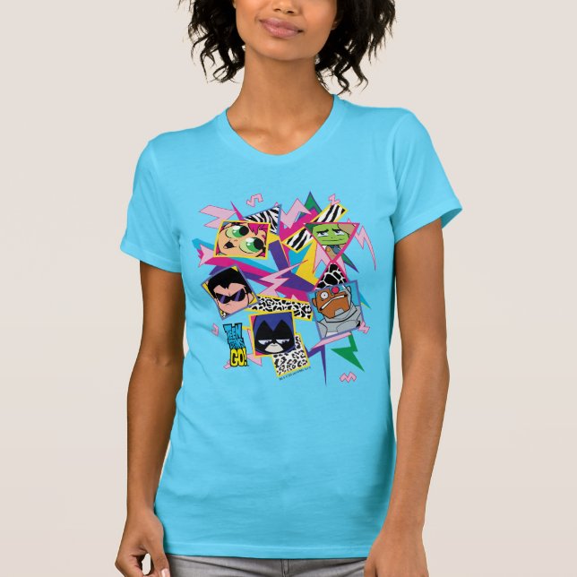 Camiseta Teen Titans Go! | Colagem em grupo dos anos 90 (Frente)