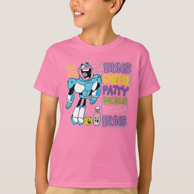 Camiseta Teen Titans Go! | Cyborg Burger Rap (Frente)