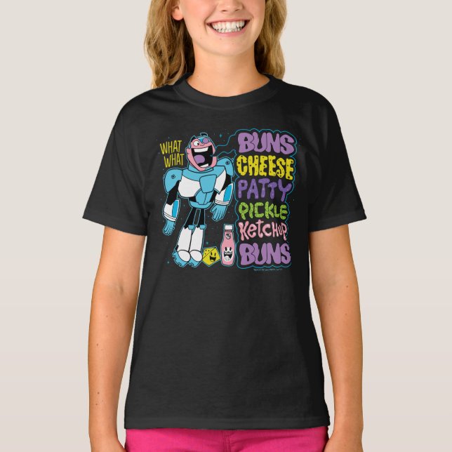 Camiseta Teen Titans Go! | Cyborg Burger Rap (Frente)