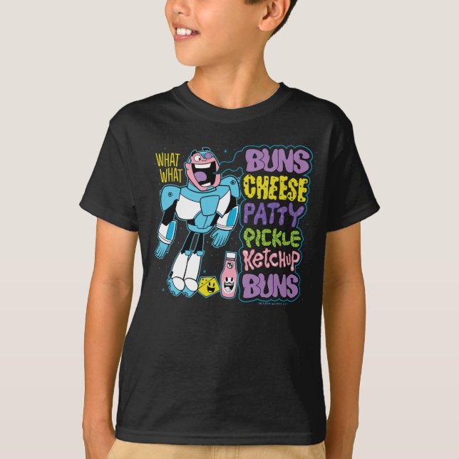 Camiseta Teen Titans Go! | Cyborg Burger Rap (Frente)
