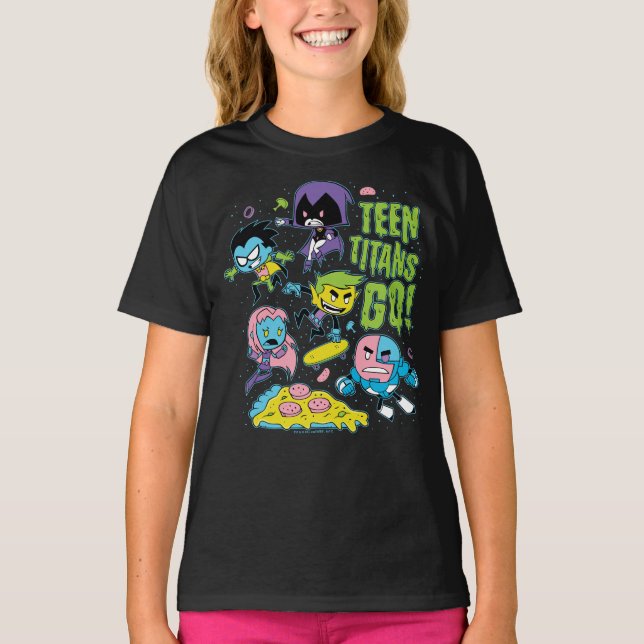 Camiseta Teen Titans Go! | Gráfico de pizza da primavera de (Frente)