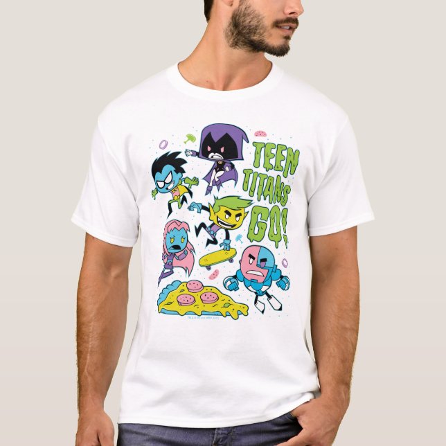 Camiseta Teen Titans Go! | Gráfico de pizza da primavera de (Frente)