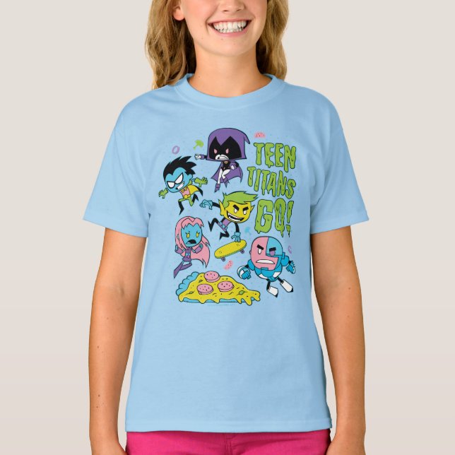 Camiseta Teen Titans Go! | Gráfico de pizza da primavera de (Frente)