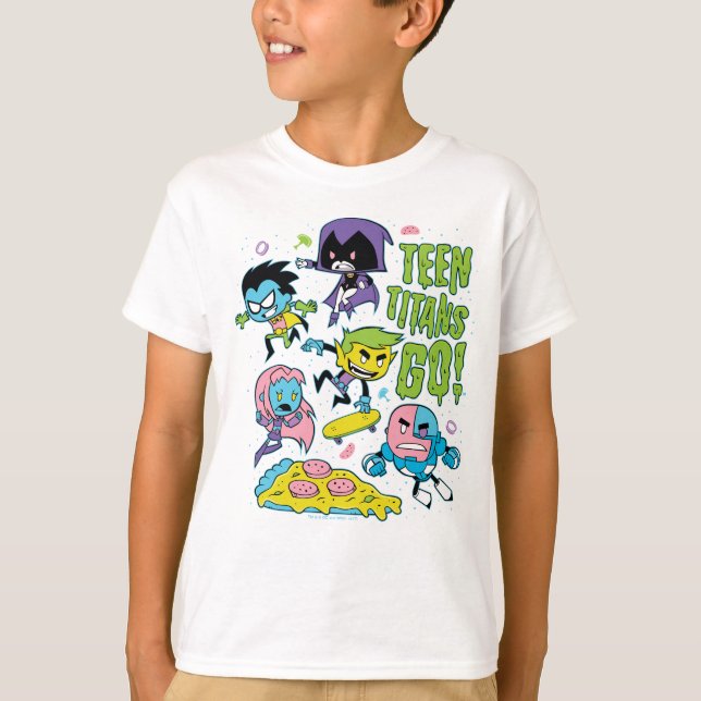 Camiseta Teen Titans Go! | Gráfico de pizza da primavera de (Frente)