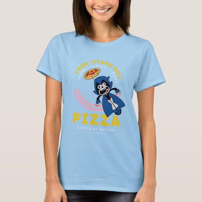Camiseta Teen Titans Go! Raven "Truth Justice Pizza" (Frente)