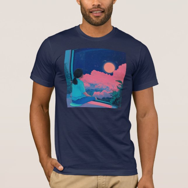 Camiseta teenager sitting at her window lofi style (Frente)