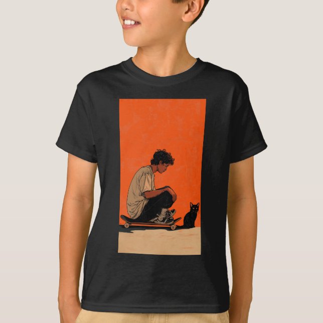 Camiseta Teenager sitting on skateboard lofi (Frente)