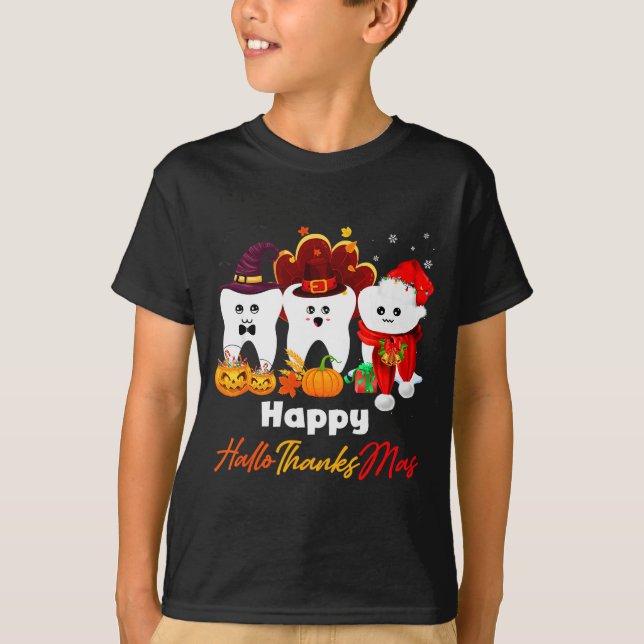 Camiseta Teeth Hallothanksmas Halloween Thanksgiving Christ (Frente)