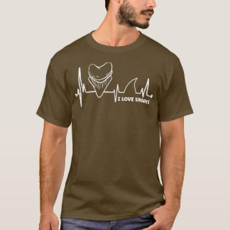 Camiseta Teeth Heartbeat I Love Sharks Megalodon Tooth Hunt