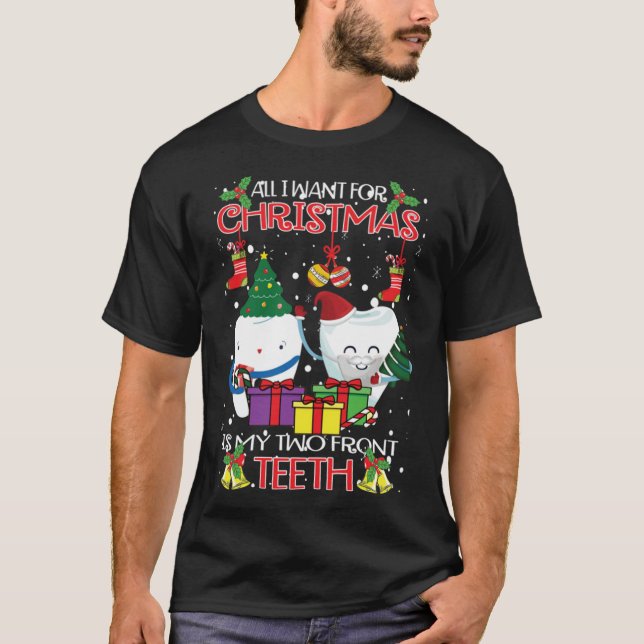 Camiseta Teeth Santa Hat Ugly Christmas Sweater Dental Asis (Frente)