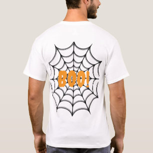 Camiseta Teia de Aranha de Halloween Preta e Branca Gótica