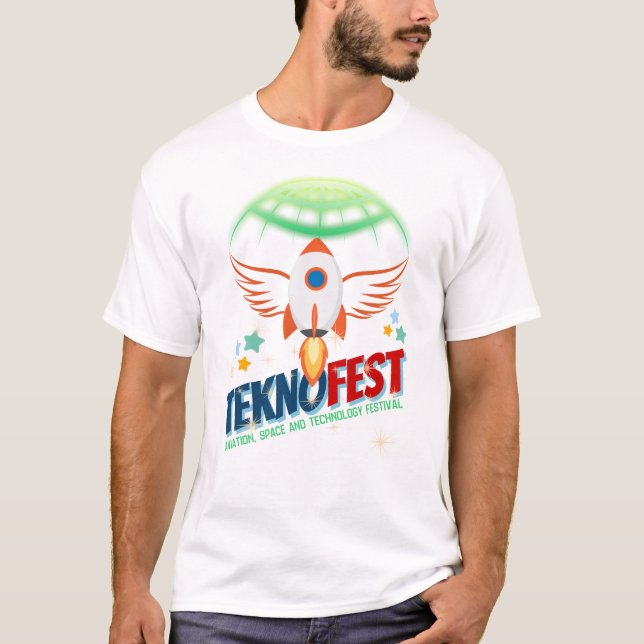 Camiseta TEKNOFEST Rocket Design - Aviação e tecnologia (Frente)
