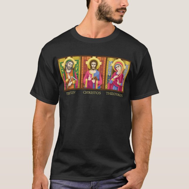 Camiseta Tekton Christos Theotokos Orthodox Ícone T Camiset (Frente)