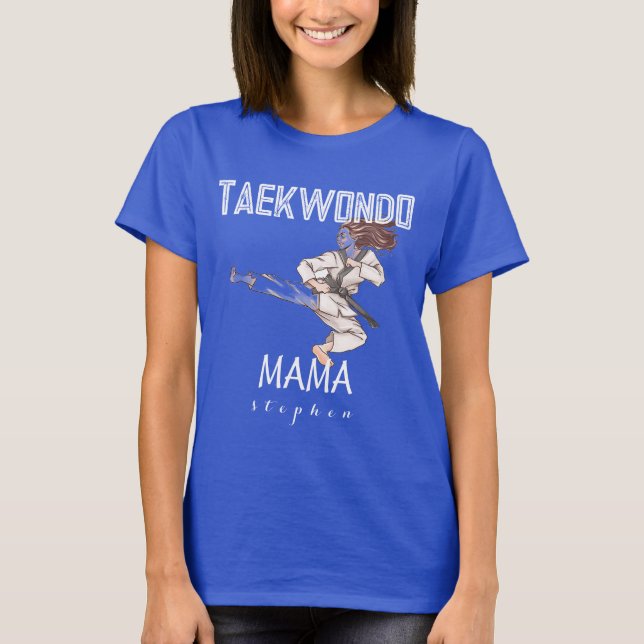 Camiseta Tekwondo mama personalizado, mãe desportiva (Frente)