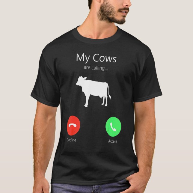 Camiseta Tela de telefone de vacas chamando (Frente)