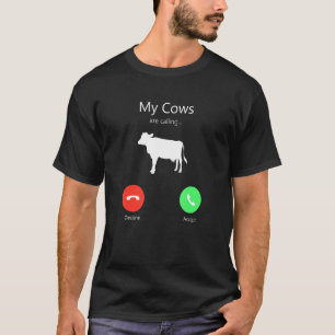 Camiseta Tela de telefone de vacas chamando