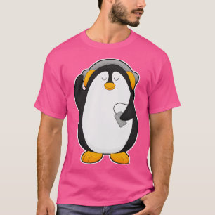 Camiseta Telefone celular pinguim com fone de ouvido